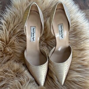 Champagne Textured Heels Henri Lepore Dezert Milano Made in Italy 🇮🇹 D’Orsay